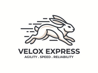 Fototapeta premium Minimalist Running Bunny Rabbit Logo Design Vector for Fast Delivery, Sports, and Modern Brand Identity