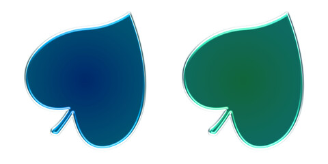Two stylized green acorn leaves icon isolated on transparent background © MDNURUL
