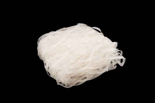 Green bean noodles isolated on black background. Glass noodles isolated