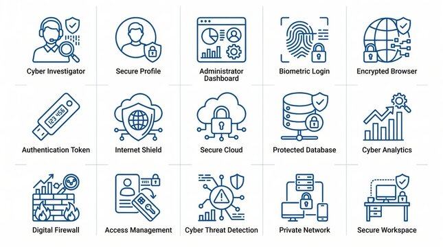 Information Security and Digital Protection Icon Set