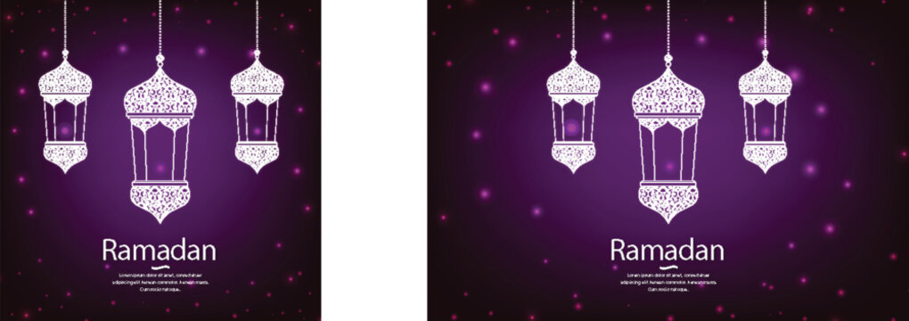Elegant Purple Ramadan Background with Hanging Lantern