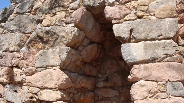 Ancient stone wall of Tiryns acropolis, Greece
