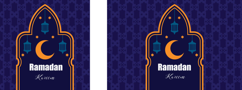 Blue Islamic Arch Background with Arabic Geometric Pattern