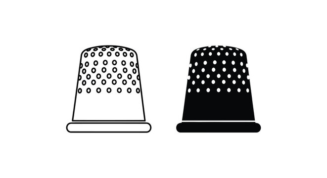 Two Metal Thimbles With Perforated Tops Black And White Silhouette thimble