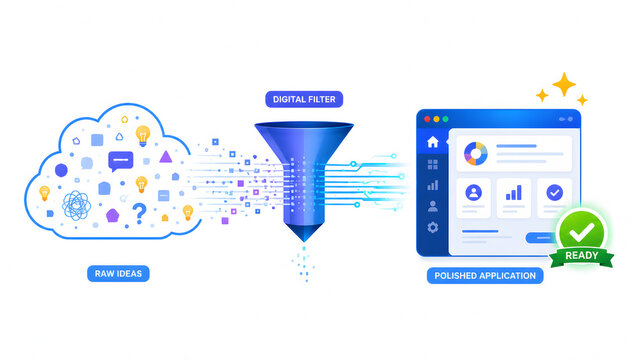 Cloud Data Filtering Process with CRM Dashboard and Verified Customer Records Illustration Isolated on White Background