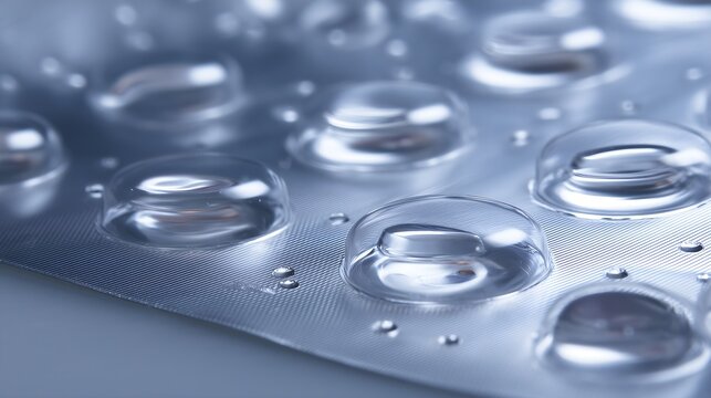 Close up view of automated pharmaceutical blister packaging machine forming cavities