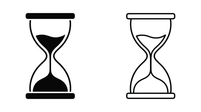 Hourglass Shapes With Sand Black And White Line Art