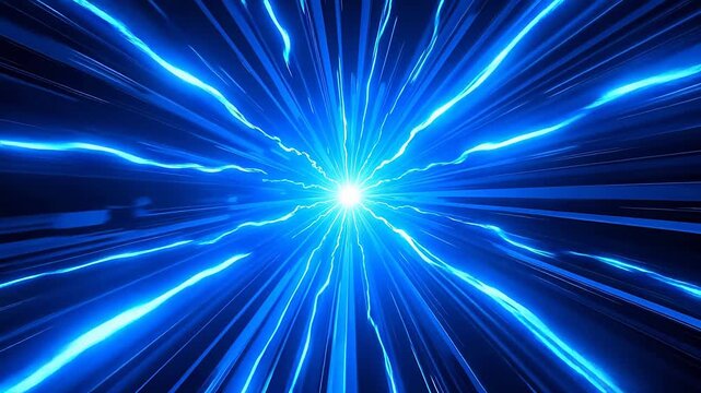 Intense white explosion with blue lightning
