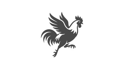 Black Rooster Silhouette in Flight Posture. © andik