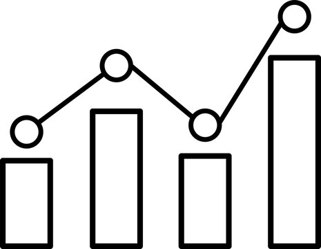Minimalist line bar chart with data points representing financial growth and statistics