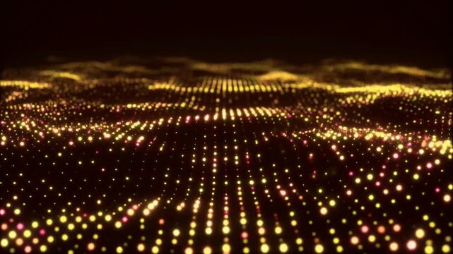 金色に輝く無数の粒子が織りなす起伏する地形