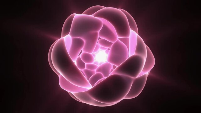 ピンクに重なり合う花びら状の発光模様