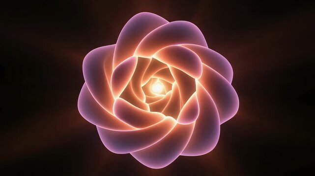 橙色に渦巻く花のような繭状の発光模様