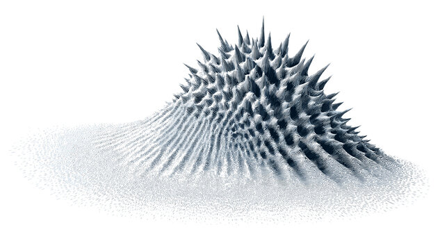 Abstract 3D fractal pattern with sharp spikes and textured surface