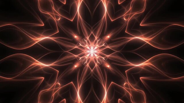 赤とオレンジが交差する八芒星の万華鏡模様