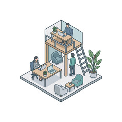 Modern office with coworkers working. © Slakedu du