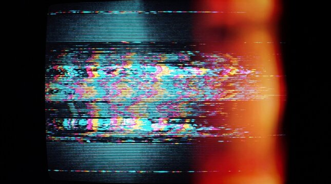 VHS glitch and light leak combination overlay with scan lines