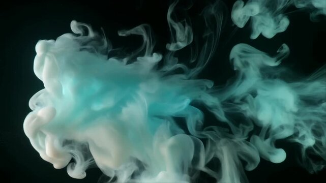 水中で激しく渦巻き広がる大きな光の雲