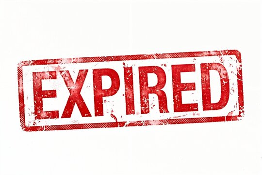Expired red grunge rubber stamp graphic on white background, indicating an outdated or invalid status for documents, products, or services.