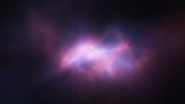 青と紫に揺らめく星雲のようなガス雲