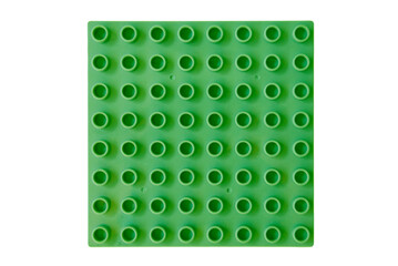 Top view Bright Green Square lego duplo base plate toy block brick isolated on white © Ilen Studio