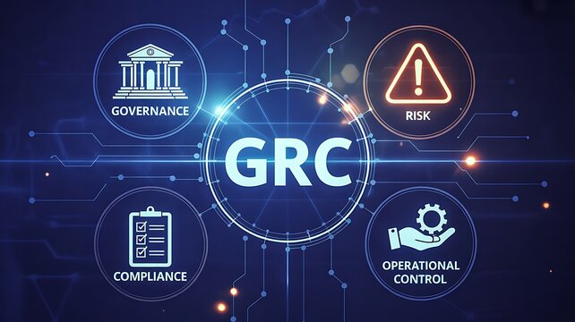 GRC governance risk and compliance concept with digital business interface
