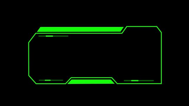 Futuristic hud interface with green neon glowing frame for sci-fi ui digital