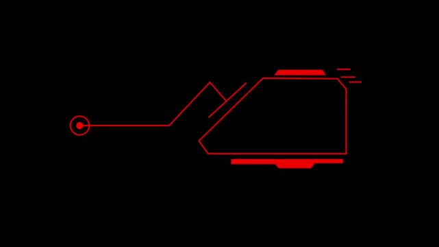 Red hud callout box animation, digital interface for tech data overlay