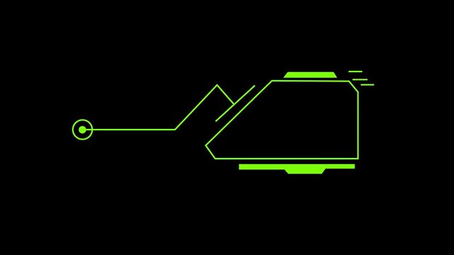 Green hud interface with digital callout box for futuristic ui and data visualization heads-up display