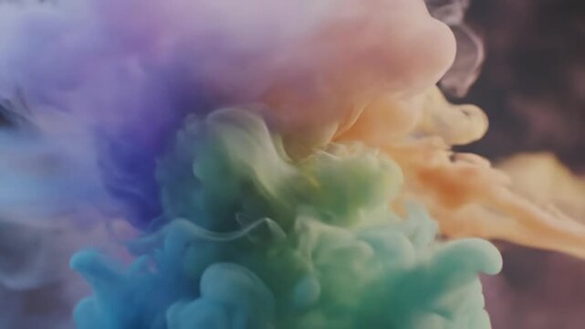 Colorful pastel ink swirls mixing together in slow motion creating an ethereal abstract background