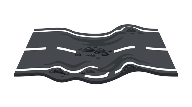 Abstract Wavy Asphalt Road Surface with Damaged Potholes Design