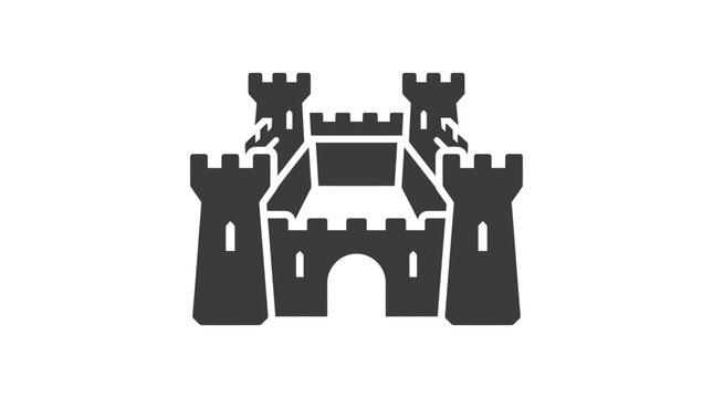 Black castle silhouette with towers.