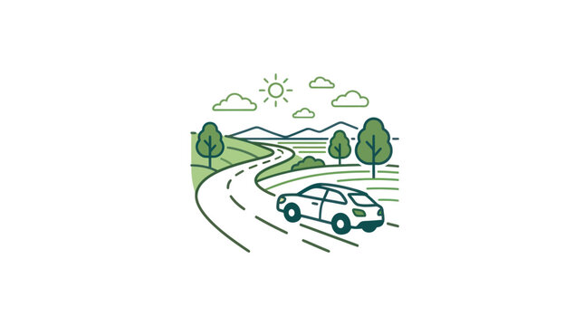 Car driving on a winding road.