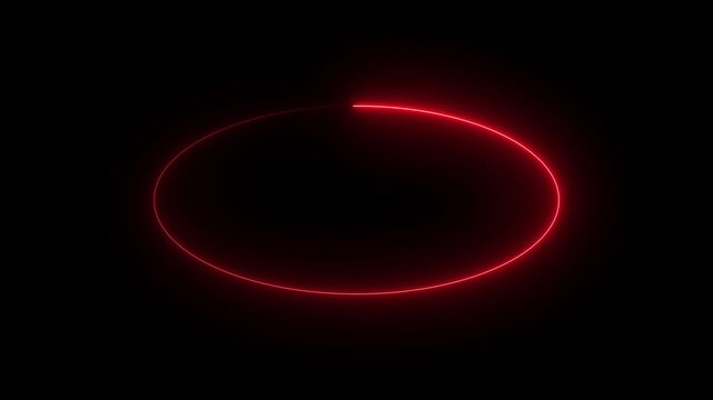 Abstract neon red circle animation rotating and glowing against a black background with futuristic digital. Cyan circle glow border concept .