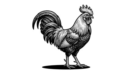 Detailed rooster profile on white background. © erna