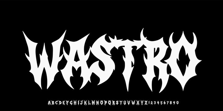 Wastro typography in aggressive death metal font style. Sharp red vector design for streetwear, band merch, and edgy posters. Bold and brutal look.