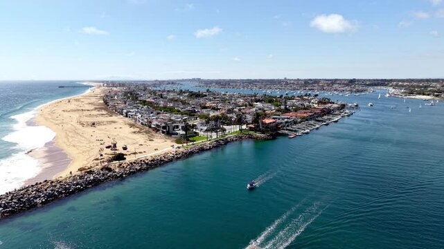 fast aerial pullout from newport beach california