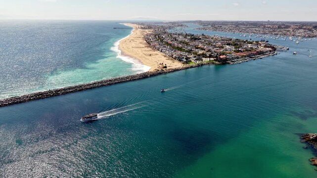 aerial pullout from newport beach california