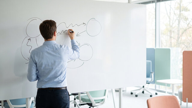 Strategic Thinking and Business Planning on Office Whiteboard