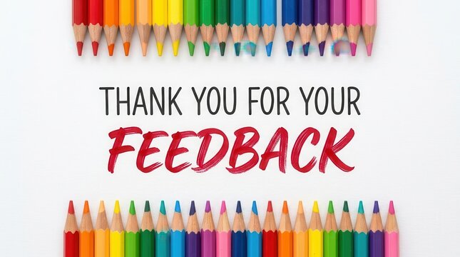 Thank you for your feedback concept with colored pencils on white paper.