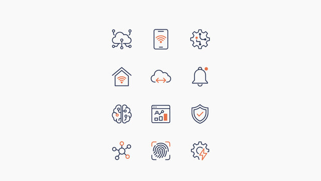 Modern IoT software platform UI vector icon set &ndash; Excellent for cloud synchronization apps, device dashboards, or smart systems.