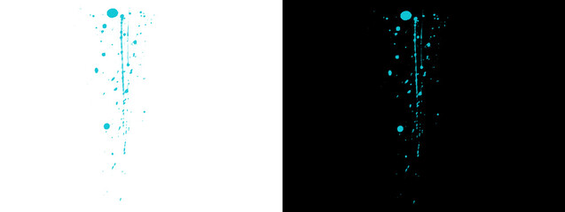 Tall Bright Cyan Particle Drip Cascade on Split Background © Rehman