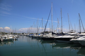 Fototapeta premium Marina Panorama with Fort Carre in the Background, Antibes