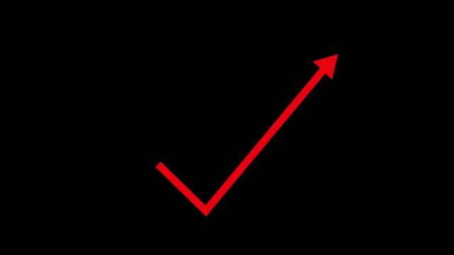 Red arrow graphic showing upward growth and positive progress against a dark background