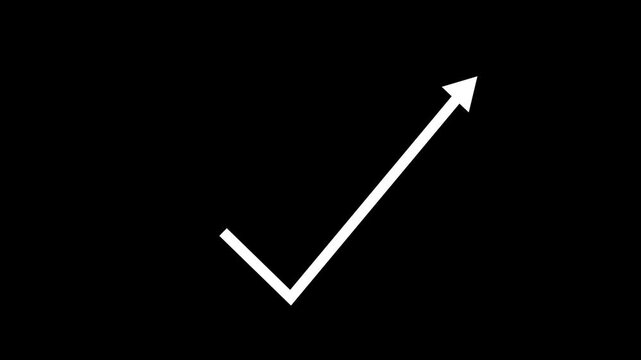 White Check Mark Growth Animation on Black Background Simple Concept