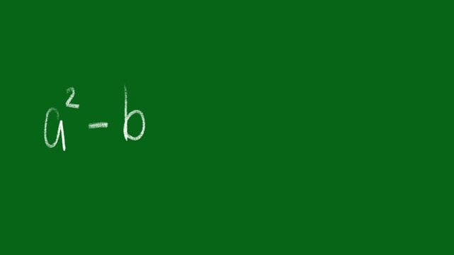 Chalk Writing Difference of Squares Algebra Formula Animation on Transparent Background 4K