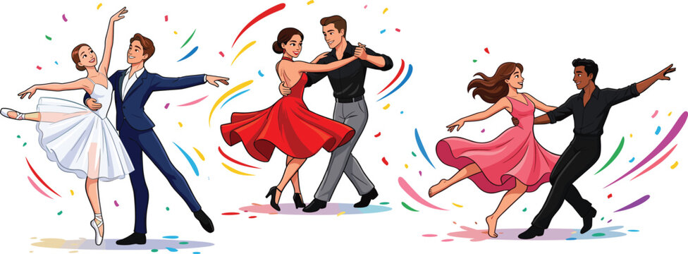dancing girls on a red background