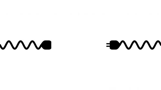 Animated Electrical Plug Disconnecting with Wavy Cord Line Icon