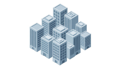 Fototapeta premium Isometric Cityscape Buildings Transparent Background