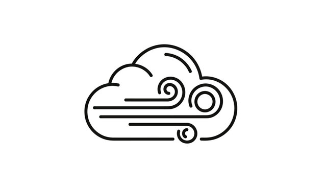 Stylized cloud with swirling wind lines and concentric circles
